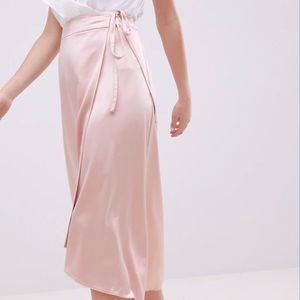 ASOS Satin Wrap Midi Skirt